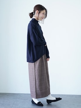 「グレンチェック」｜「アイテム（チュニック）」を使った、mizukiさん（レディース・160cm）の冬コーディネート