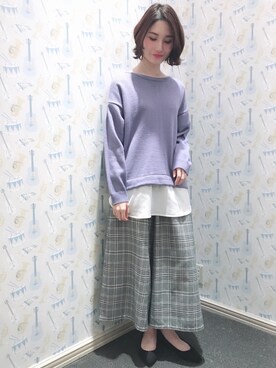 「ラベンダー」｜「アイテム（チュニック）」を使った、mizukiさん（レディース・160cm）の冬コーディネート