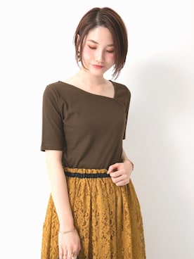 「マスタード」｜mizukiさん（レディース・160cm）の夏コーディネート