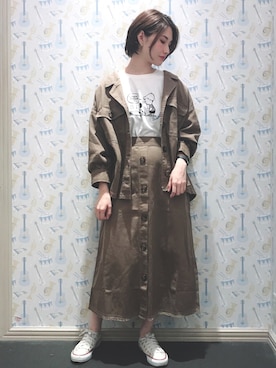 「PEANUTS（ピーナッツ）のアイテム」を使った、mizukiさん（レディース・160cm）の夏コーディネート