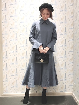 「水色」｜「アイテム（ワンピース/ドレス）」を使った、mizukiさん（レディース・160cm）の秋コーディネート