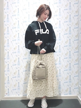 「FILA（フィラ）のアイテム（トップス）」を使った、mizukiさん（レディース・160cm）の秋コーディネート