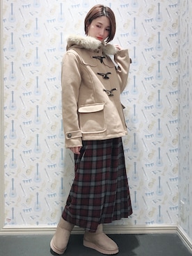 「アイテム（ダッフルコート）」を使った、mizukiさん（レディース・160cm）の秋コーディネート