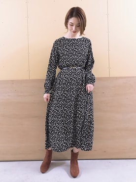「earth music&ecology（アースミュージックアンドエコロジー）のアイテム（ベルト）」を使った、mizukiさん（レディース・160cm）の冬コーディネート