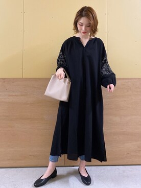 「earth music&ecology（アースミュージックアンドエコロジー）のエンブロイダリー刺繍ワンピース ＊（ワンピース）」を使った、mizukiさん（レディース・160cm）の春コーディネート