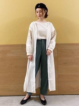 「ハンチング」｜「アイテム（ワンピース）」を使った、mizukiさん（レディース・160cm）の春コーディネート