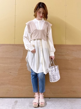 「バンドカラー」｜mizukiさん（レディース・160cm）の春コーディネート