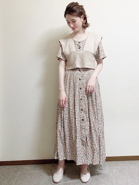 「earth music&ecology（アースミュージックアンドエコロジー）のアイテム（ベスト）」を使った、mizukiさん（レディース・160cm）の春コーディネート