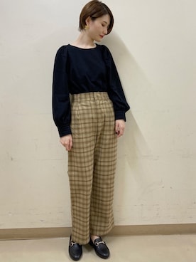「earth music&ecology（アースミュージックアンドエコロジー）のORiental TRaffic ビットローファー ＊（パンプス）」を使った、mizukiさん（レディース・160cm）の秋コーディネート