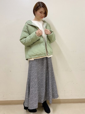 「earth music&ecology（アースミュージックアンドエコロジー）のパウダー綿ショートブルゾン　＊（ブルゾン）」を使った、mizukiさん（レディース・160cm）の秋コーディネート