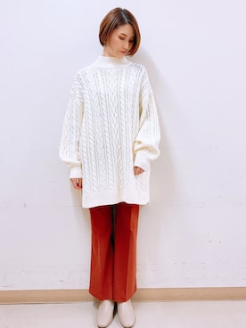 「earth music&ecology（アースミュージックアンドエコロジー）のORiental TRaffic スクエアトウブーツ ＊（ブーツ）」を使った、mizukiさん（レディース・160cm）の冬コーディネート