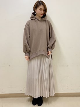 「earth music&ecology（アースミュージックアンドエコロジー）のORiental TRaffic ストレッチブーツ ＊（ブーツ）」を使った、mizukiさん（レディース・160cm）の冬コーディネート