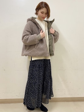 「Lee（リー）のアイテム（スウェット）」を使った、mizukiさん（レディース・160cm）の冬コーディネート