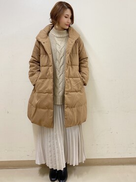 「earth music&ecology（アースミュージックアンドエコロジー）のORiental TRaffic スクエアトウブーツ ＊（ブーツ）」を使った、mizukiさん（レディース・160cm）の冬コーディネート
