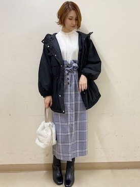 「ウエストリボン」｜mizukiさん（レディース・160cm）の冬コーディネート