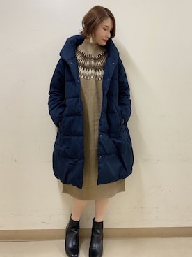 「earth music&ecology（アースミュージックアンドエコロジー）のORiental TRaffic スクエアトウブーツ ＊（ブーツ）」を使った、mizukiさん（レディース・160cm）の冬コーディネート
