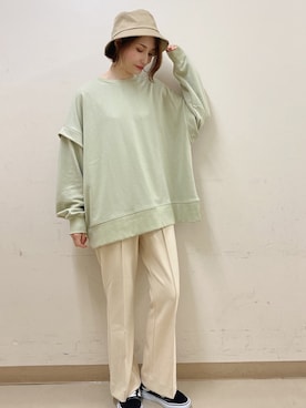 「earth music&ecology（アースミュージックアンドエコロジー）のアイテム（ハット）」を使った、mizukiさん（レディース・160cm）の冬コーディネート