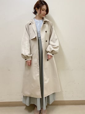 「earth music&ecology（アースミュージックアンドエコロジー）のアイテム（トレンチコート）」を使った、mizukiさん（レディース・160cm）の冬コーディネート