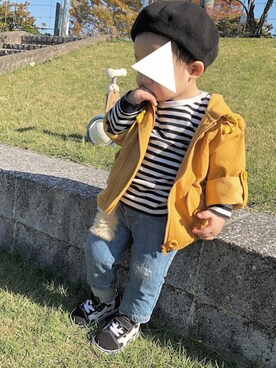 「男の子ベビー」｜「アイテム（ハンチング/ベレー帽）」を使った、璃子さん（レディース・156cm）の冬コーディネート