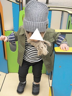 「男の子ベビー」｜「アイテム（スリッポン）」を使った、璃子さん（レディース・156cm）の冬コーディネート