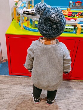 「男の子ベビー」｜「アイテム（ニットキャップ/ビーニー）」を使った、璃子さん（レディース・156cm）の冬コーディネート