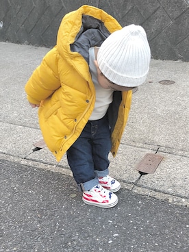 「男の子ベビー」｜「アイテム（ダウンジャケット/コート）」を使った、璃子さん（レディース・156cm）の冬コーディネート