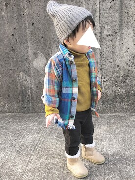 「コーディネート」｜「アイテム（ニットキャップ/ビーニー）」を使った、璃子さん（レディース・156cm）の冬コーディネート