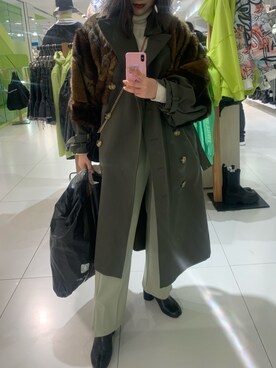 「大阪」｜「アイテム（トレンチコート）」を使った、2000comjpさん（レディース・163cm）の冬コーディネート