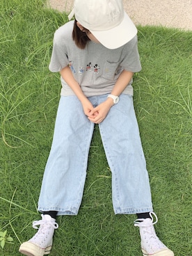 「日系极简」｜「アイテム（腕時計）」を使った、爱因斯坦企鹅さん（レディース・163cm）の夏コーディネート