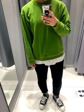 「アイテム（パーカー、グリーン系）」を使った、hiさん（レディース・160cm）の春コーディネート