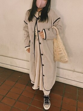 「パイピングコート」｜「アイテム（ハンドバッグ）」を使った、サカモトさん（レディース・150cm）の冬コーディネート