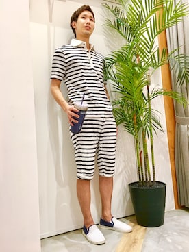 「パイル」｜「アイテム（スリッポン）」を使った、レニウムハイダウェイ イオンモール熊本さん（メンズ・170cm）の夏コーディネート