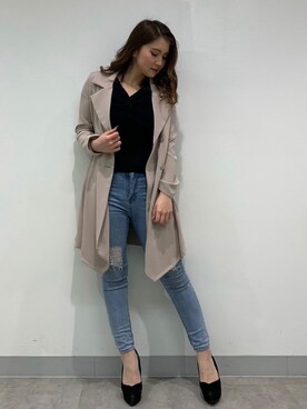 「LIPSERVICE（リップサービス）のアイテム（トレンチコート）」を使った、辻 みつきさん（レディース・160cm）の春コーディネート