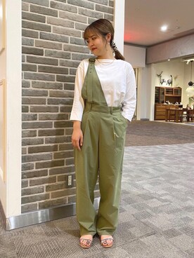「USAコットン」｜「アイテム（サロペット/オーバーオール）」を使った、愛花さん（レディース・157cm）の夏コーディネート