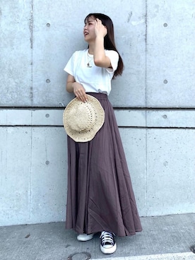 「USAコットン」｜「アイテム（帽子）」を使った、愛花さん（レディース・157cm）の夏コーディネート