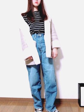 「archives（アルシーヴ）のアイテム（ムートンコート）」を使った、chinaさん（レディース・155cm）の冬コーディネート