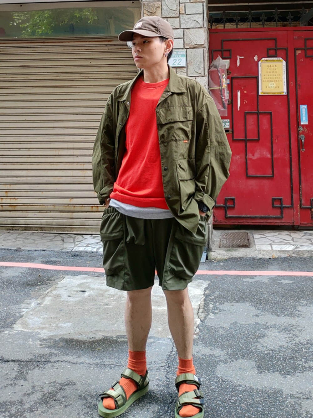 「ootd、goopi、UNIQLO、夏」｜「goopiのアイテム（その他パンツ、グリーン系）」を使った、安さん（メンズ・158cm）の夏コーディネートの1枚目の写真