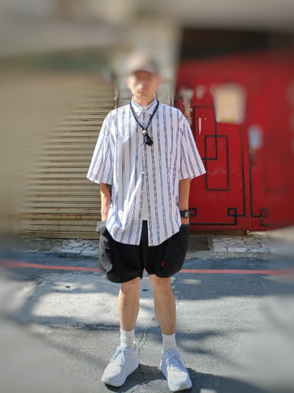 「ootd、夏、休閒、oversize、日系極簡、BEAMS、HOKAONEONE、goopi、outfit」｜「BEAMSのアイテム（シャツ/ブラウス、ホワイト系）」を使った、安さん（メンズ・158cm）の夏コーディネートの1枚目の写真