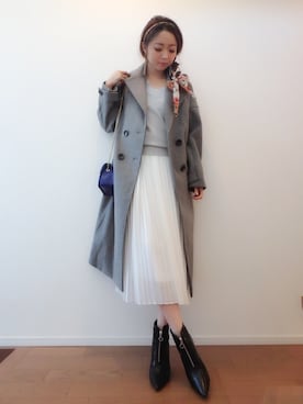 「EGOIST（エゴイスト）のアイテム（チェスターコート）」を使った、TOMOMI SHIMIZUさん（レディース・164cm）の冬コーディネート