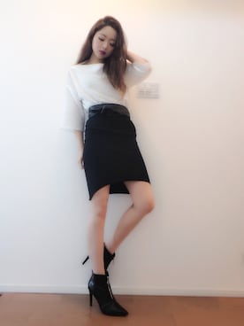 「EGOIST（エゴイスト）のアイテム（ブーティ）」を使った、TOMOMI SHIMIZUさん（レディース・164cm）の冬コーディネート