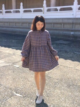 「vintage style」｜「アイテム（シャツワンピース）」を使った、Kanadeさん（レディース・155cm）の春コーディネート