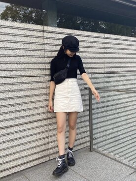 「H&M（エイチ・アンド・エム）のアイテム（キャスケット）」を使った、KURUMIさん（レディース・166cm）の春コーディネート