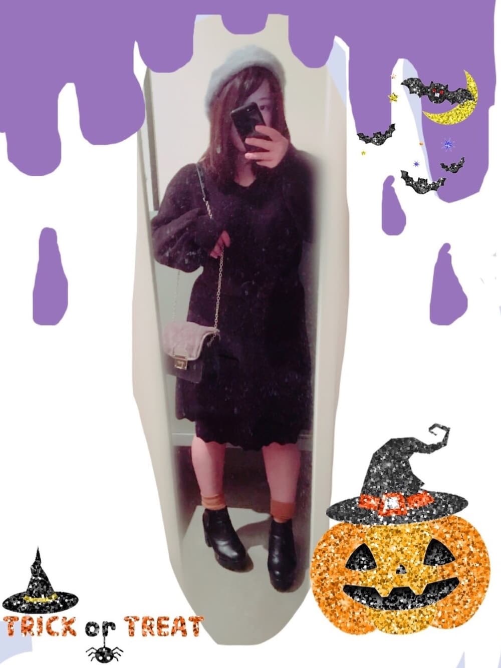 「wearhalloween2017、秋コーデ、オトナカジュアル、秋冬、シンプルコーデ、ニットワンピース」｜「GRLのアイテム（ハンチング/ベレー帽、グレー系）」を使った、あいたん(∗•ω•∗)さん（レディース・146cm）の秋コーディネートの1枚目の写真