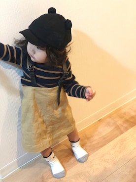 「WHIPCREAM（ホイップクリーム）のアイテム」を使った、uniさん（キッズ・80cm）の春コーディネート