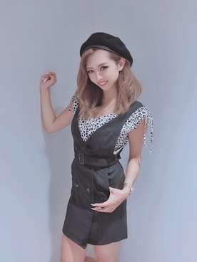 「LIPSERVICE（リップサービス）のアイテム（ハンチング/ベレー帽）」を使った、KANANさん（レディース・158cm）の夏コーディネート