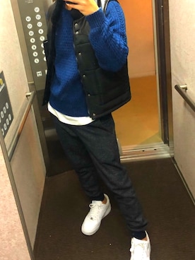 「jiggys shop（ジギーズショップ）のアイテム（ダウンベスト）」を使った、Rooooさん（メンズ・172cm）の秋コーディネート