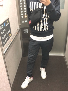 「サタデーズ ニューヨークシティ (Saturdays NYC)」｜「アイテム（スウェット）」を使った、Rooooさん（メンズ・171cm）の秋コーディネート