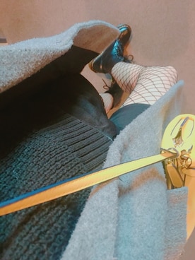 「網タイツ」｜「アイテム（チェスターコート）」を使った、arisaさん（レディース・159cm）の春コーディネート