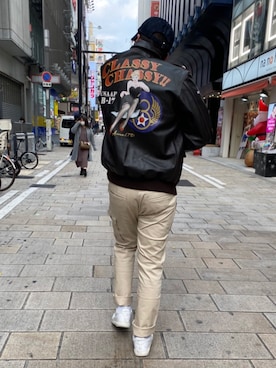 「AVIREX（アヴィレックス）のアイテム（カバーオール）」を使った、Ruminaさん（メンズ・183cm）の冬コーディネート