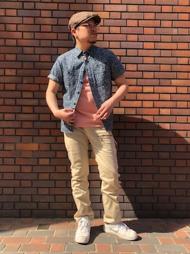「AVIREX（アヴィレックス）のアイテム（ハンチング/ベレー帽）」を使った、Ruminaさん（メンズ・183cm）の春コーディネート